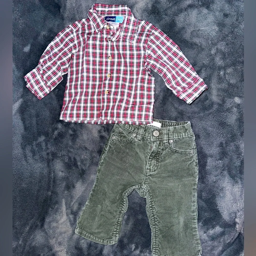 Plaid/corduroy 12mo outift - Picture 1 of 3